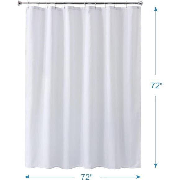 White Waterproof Shower Curtain Liner Heavy Duty Fabric Washable 72 x 72 - Picture 2 of 7